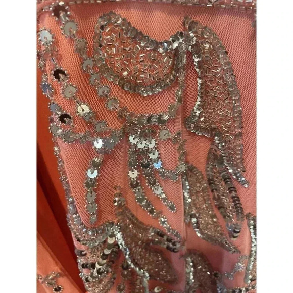 NEW Mac Duggal 6030 Sequin Punge Cutout Back Gown SZ 10 ($598) Coral - Picture 9 of 13